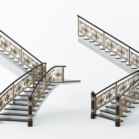 欧式铁艺楼梯3d模型