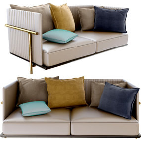现代皮革双人沙发3d模型