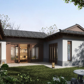 新中式古建庭院3d模型