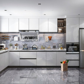 现代敞开式厨房3d模型