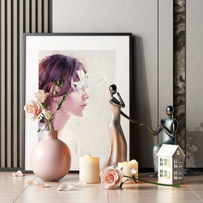 现代陶瓷花瓶装饰画饰品摆件3d模型