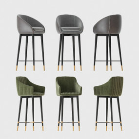 现代皮革吧台椅组合3d模型