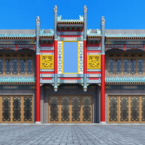 中式古建门头3d模型