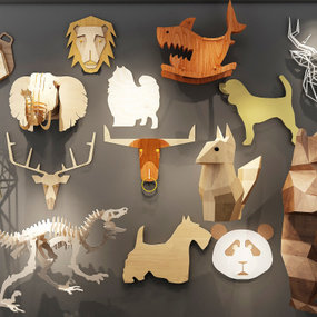 北欧动物雕刻墙饰挂件3d模型