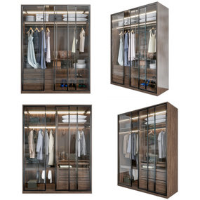 现代实木透明衣柜3d模型