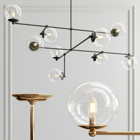 Communique现代金属球形玻璃吊灯3d模型