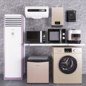 现代空调洗衣机微波炉电器3d模型
