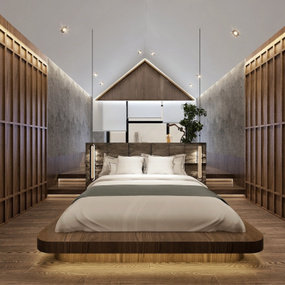 新中式民宿酒店客房3d模型