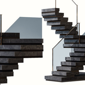 现代大理石楼梯3d模型