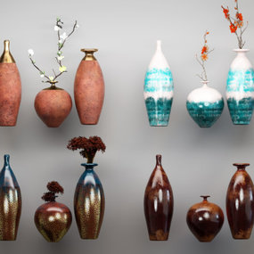 现代陶瓷花瓶插花3d模型