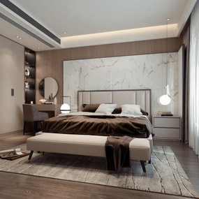现代卧室主人房3d模型
