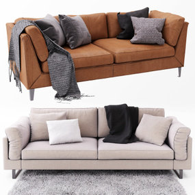 现代皮革双人沙发组合3d模型