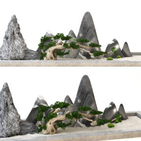 现代石头假山景观小品3d模型