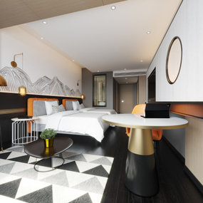 现代酒店客房双人间3d模型