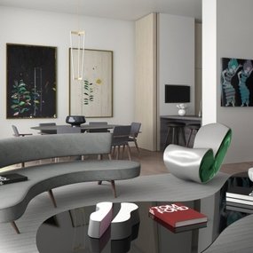 Daskal & Laperre设计 北欧弧形沙发组合3d模型