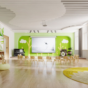 现代幼儿园教室活动室3d模型