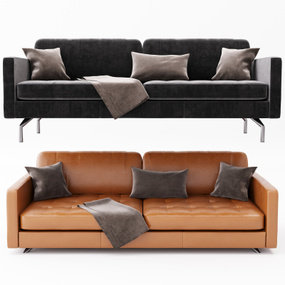 现代布艺皮革双人沙发3d模型
