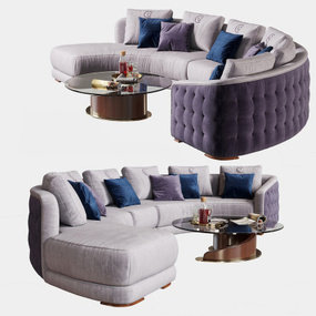 现代弧形多人沙发3d模型