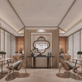 新中式美容院休息室3d模型