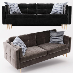 现代绒布双人沙发3d模型