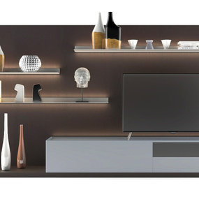 现代背景墙电视柜3d模型