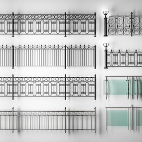 现代铁艺栏杆护栏3d模型