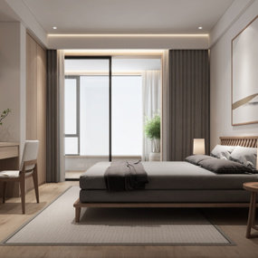 新中式卧室书房3d模型