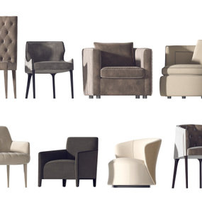 现代布艺单人沙发单椅组合3d模型