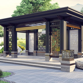 新中式庭院凉亭景观3d模型