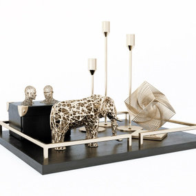 现代镂空大象雕塑烛台摆件3d模型
