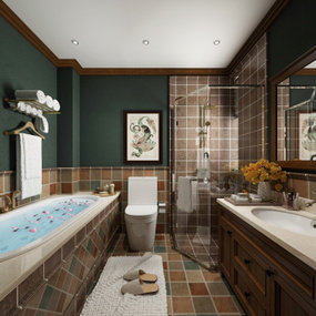 美式卫生间浴室3d模型