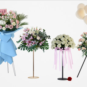 现代婚庆开业鲜花花架气球3d模型