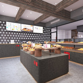 新中式面包店甜品店3d模型