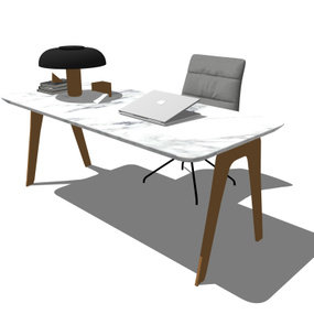 现代办公书桌su模型