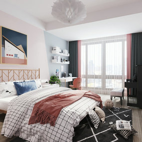 北欧女儿房卧室3d模型