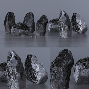 现代假山石头3d模型