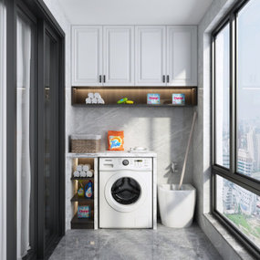 现代阳台洗衣房3d模型