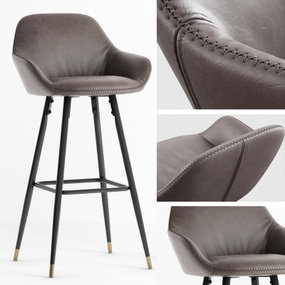 现代金属皮革吧椅3d模型