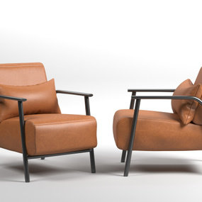 现代皮革休闲沙发3d模型