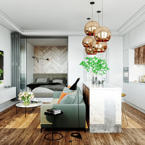 现代公寓客厅餐厅3d模型
