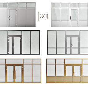 现代不锈钢玻璃门隔墙3d模型