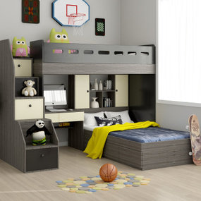 现代实木儿童双层床3d模型
