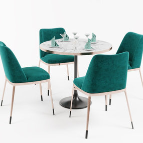 现代圆形餐桌椅3d模型