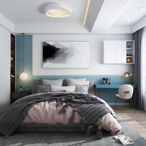现代卧室双人床3d模型