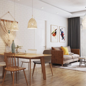 北欧公寓客厅餐厅3d模型