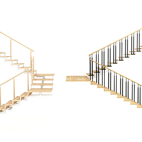 现代实木楼梯3d模型