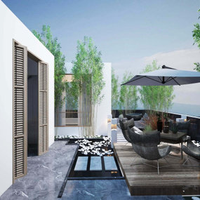 现代屋顶露台花园3d模型