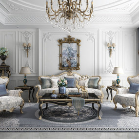 法式轻奢客厅沙发组合3d模型