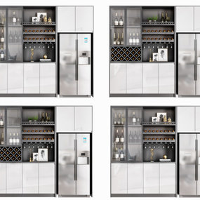 现代冰箱酒柜组合3d模型