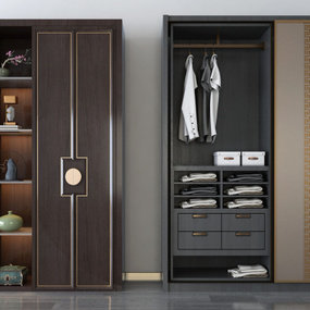 新中式实木衣柜组合3d模型